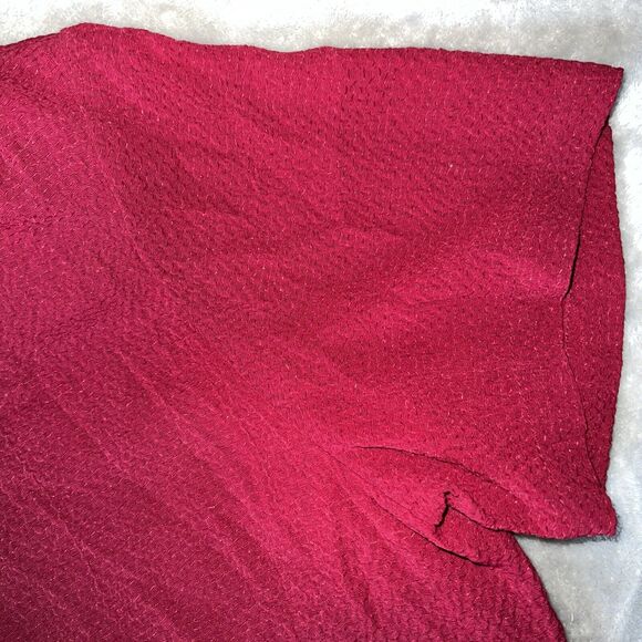 Ship N Shore Vintage 80s Womens L Blouse Red Button Up Rayon Top Back Bow Tie - Picture 6 of 9